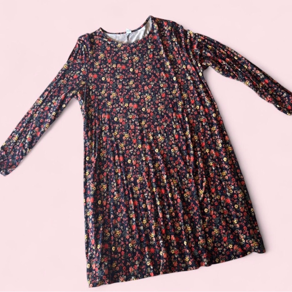 Old Navy Black Floral Mini Dress with Red and Yellow Flowers